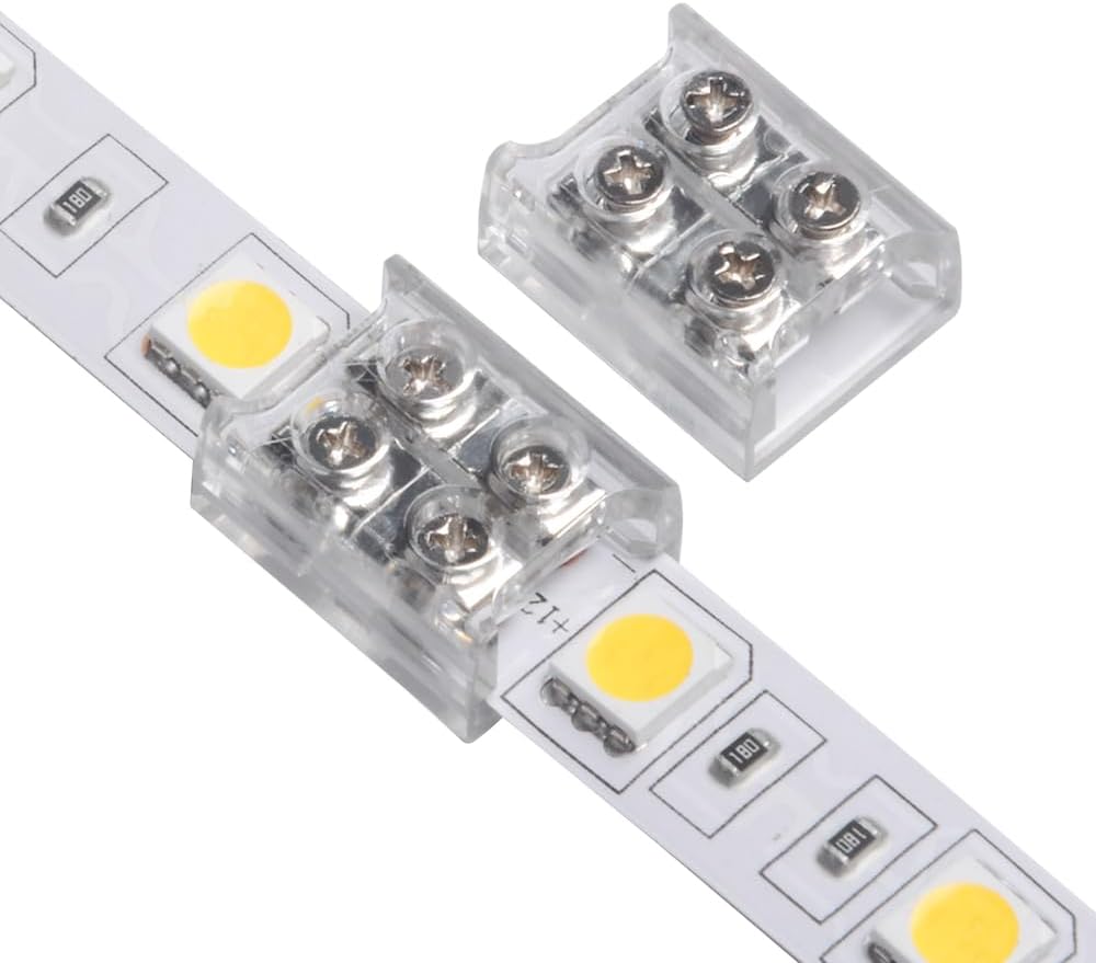 10mm LED Streifen Schraub Verbinder für SMD und COB PCB LED Leiste 12v 24v  48v (Streifen zu Streifen)